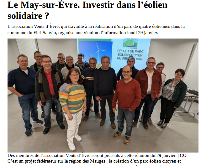 Courrier de l&rsquo;Ouest du 25/01/2024 (et rectificatif du 27/01)